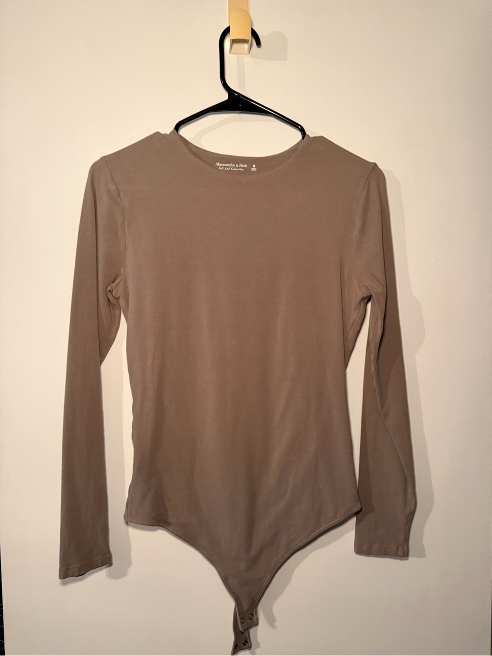 Abercrombie & Fitch Taupe Crew Neck Long Sleeve Bodysuit